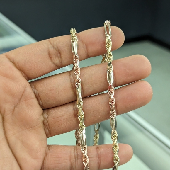 10kt Real Gold Tricolor Milano Chain 4.5mm 22 inch